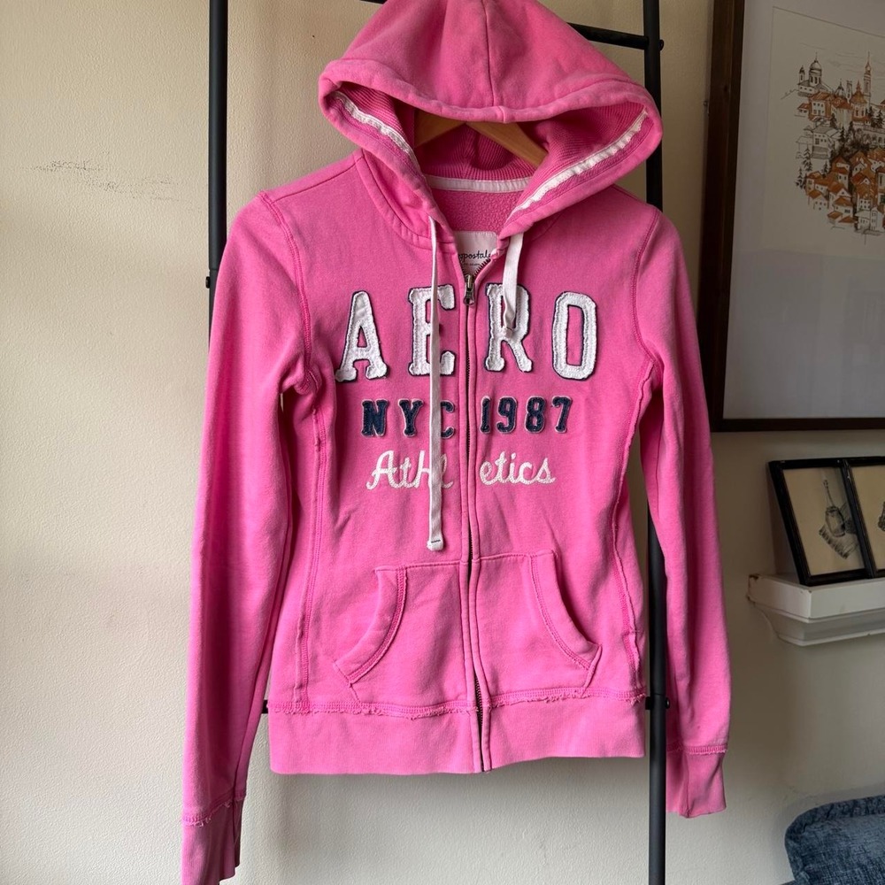 Y2K Aeropostale Aero 1987 Pink Zip Up Hoodie XS